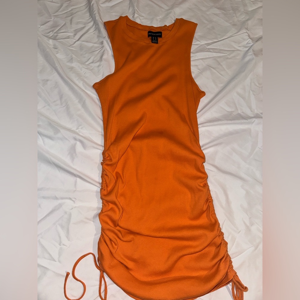 Streetwear Society Orange Ribbed Tank Dress
